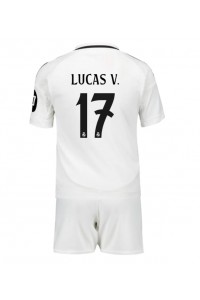 Fotbalové Dres Real Madrid Lucas Vazquez #17 Dětské Domácí Oblečení 2024-25 Krátký Rukáv (+ trenýrky)